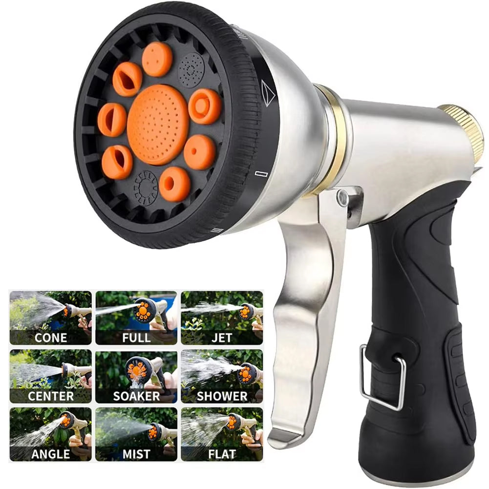 Heavy-Duty 9-Pattern Garden Hose Nozzle | NozzleJet Pro UK