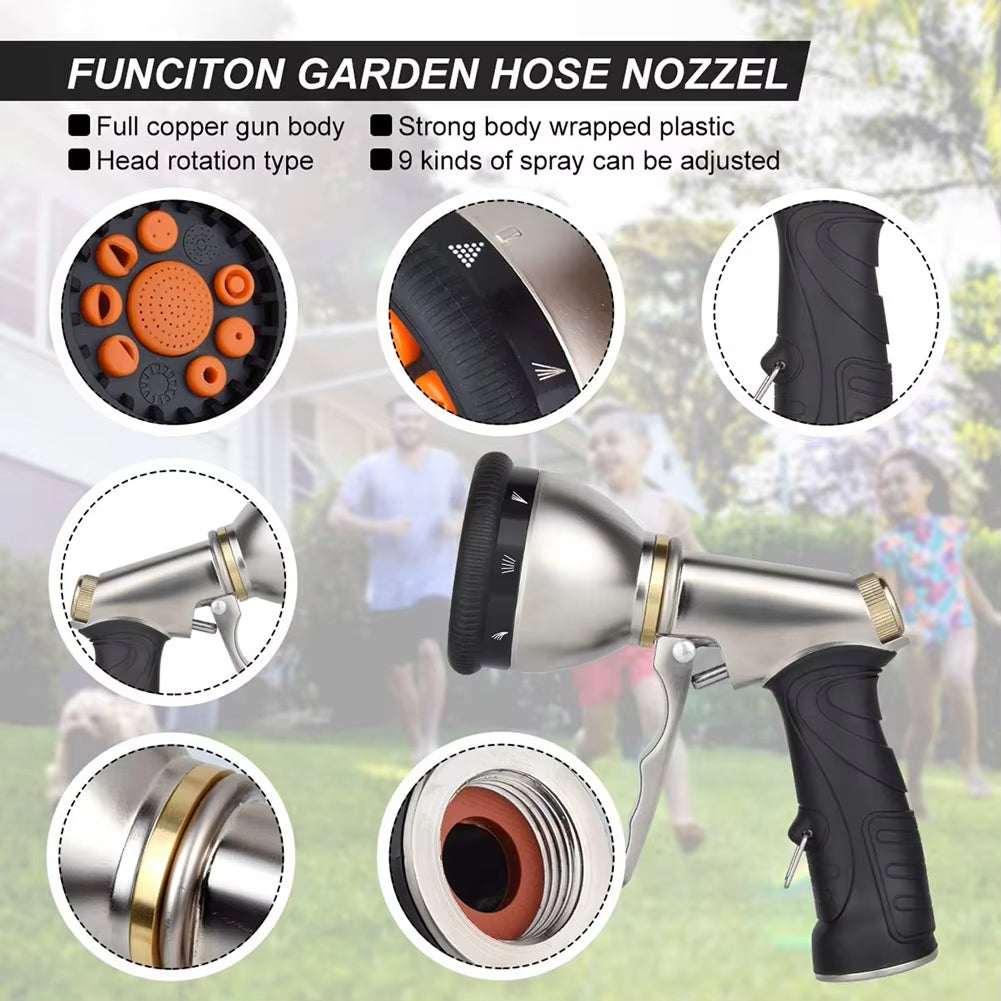 Heavy-Duty 9-Pattern Garden Hose Nozzle | NozzleJet Pro UK