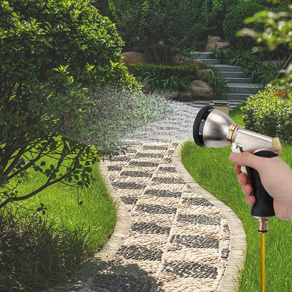 Heavy-Duty 9-Pattern Garden Hose Nozzle | NozzleJet Pro UK