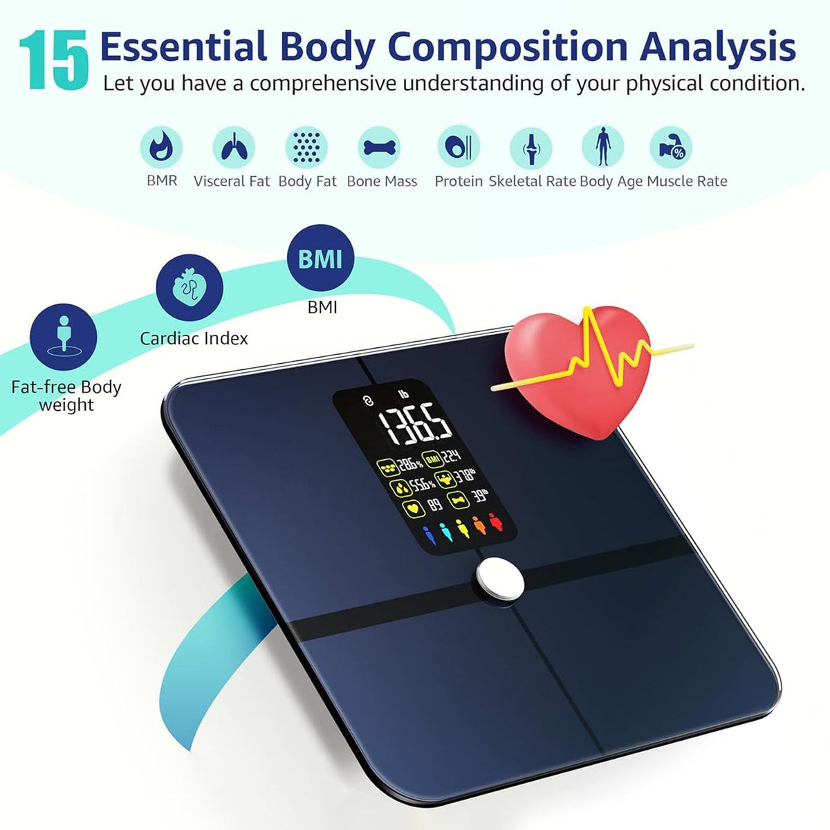 ObeSicale Smart Body Fat Scale with BIA Tech & Heart Rate Monitor