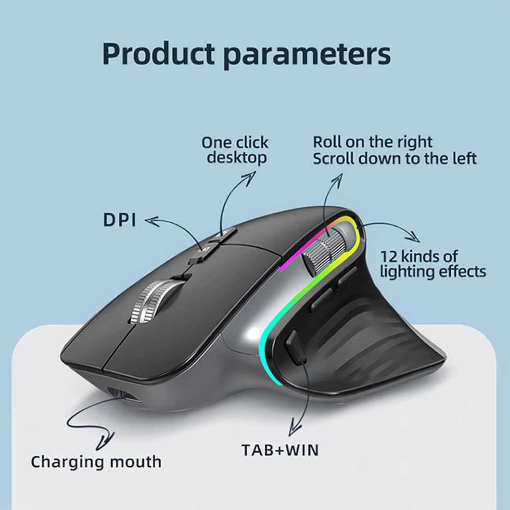 Pamorlix Vertical Mouse UK - 4000 DPI Ergonomic Wireless Mouse