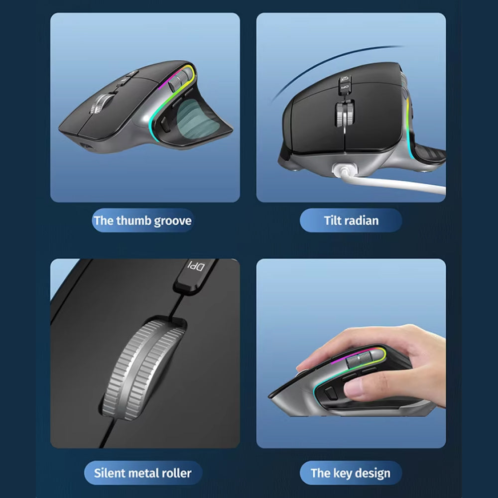Pamorlix Vertical Mouse UK - 4000 DPI Ergonomic Wireless Mouse
