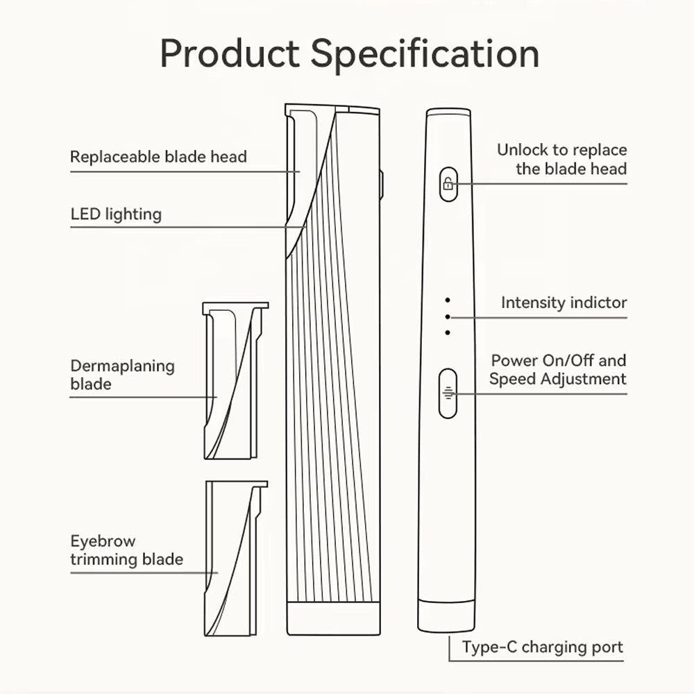 PellyRiz Rechargeable Dermaplaning & Eyebrow Grooming Tool