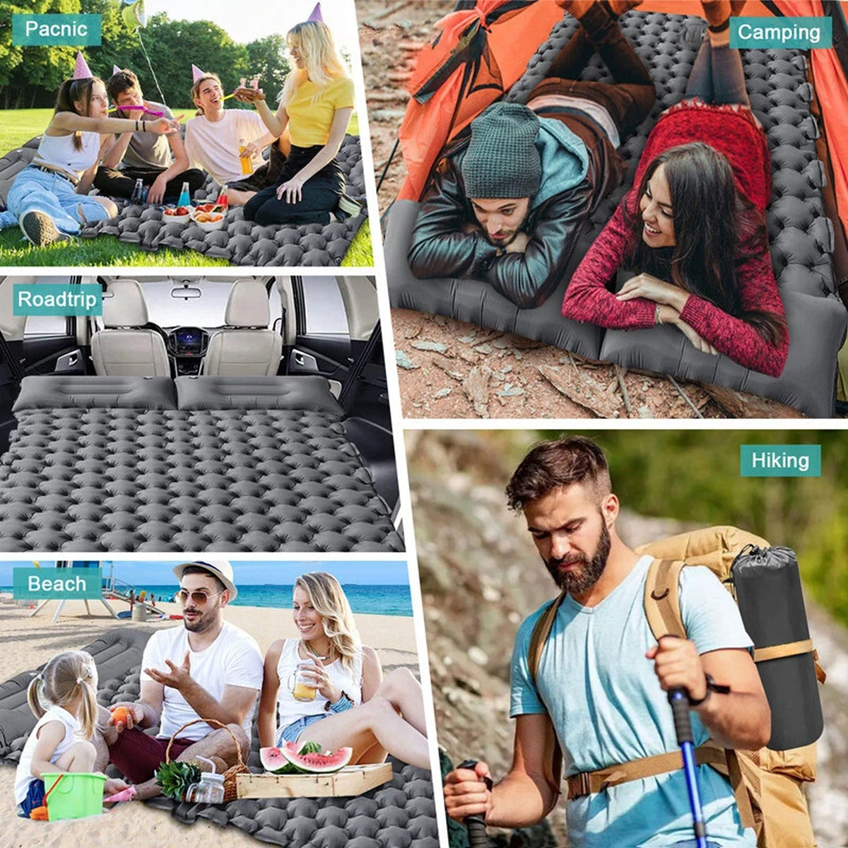 PilloAiri 4-Inch Inflatable Camping Mattress with Built-In Foot Pump