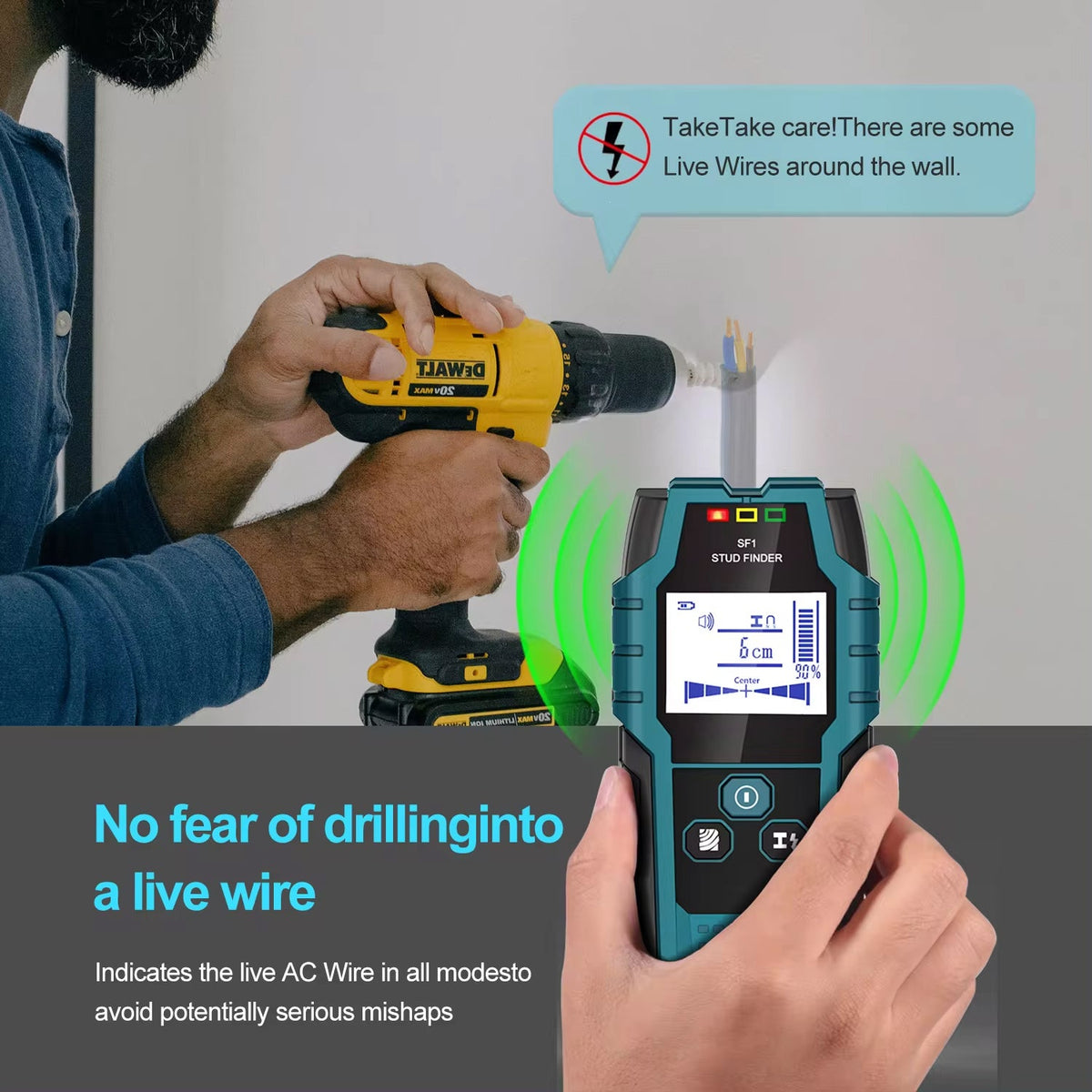 PinWaller v2 Digital Stud Wall Detector & Live AC Scanner