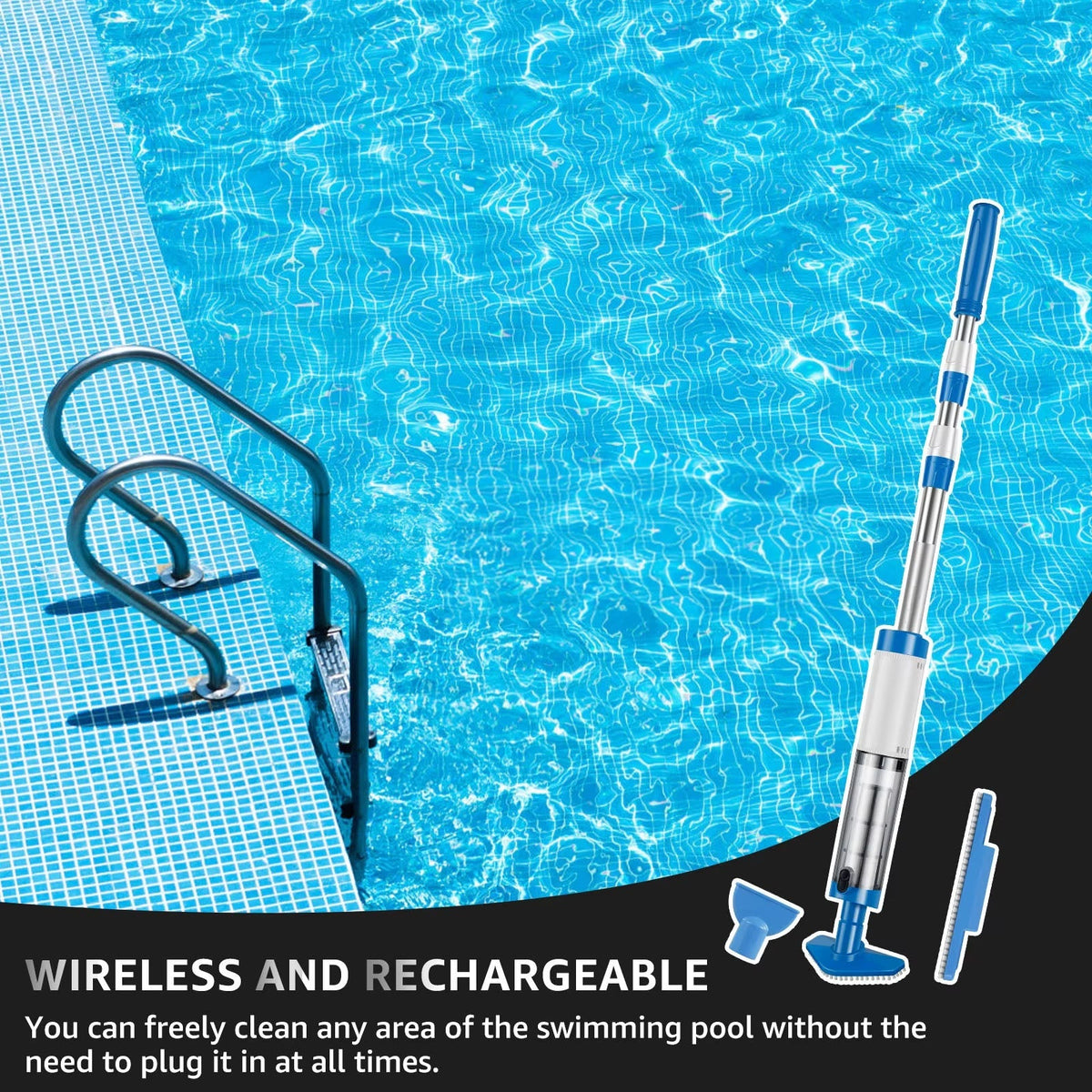 Pofulyx Cordless Pool Vacuum | 120-Min Runtime & 164cm Reach