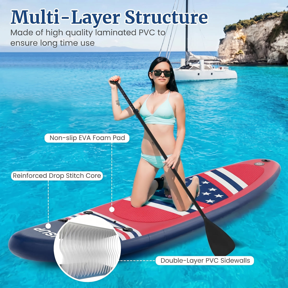 PuffoSUP Rigid Inflatable Stand Up Paddle Board with Travel Kit UK