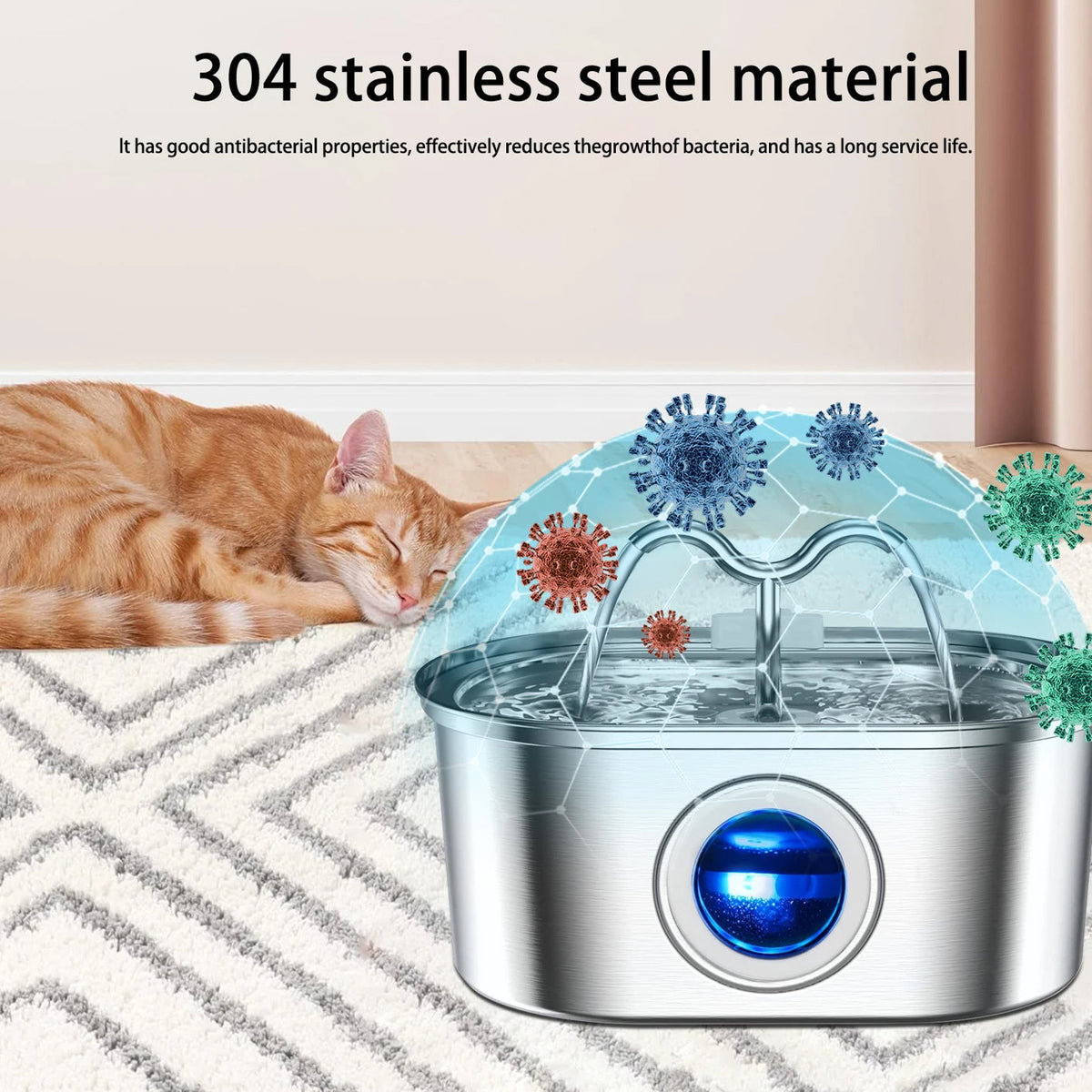 PupiHydra 3.2L Stainless Steel Dog Water Fountain