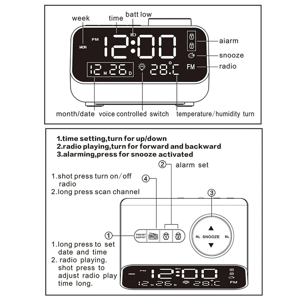 ReveSod High-Visibility Digital Alarm Clock Radio for Seniors UK