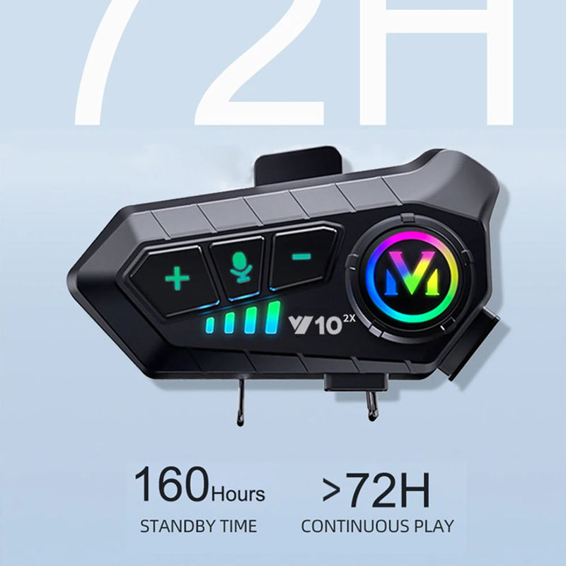 RidirComi Motorcycle Intercom Bluetooth 5.3 Headset 72h Battery