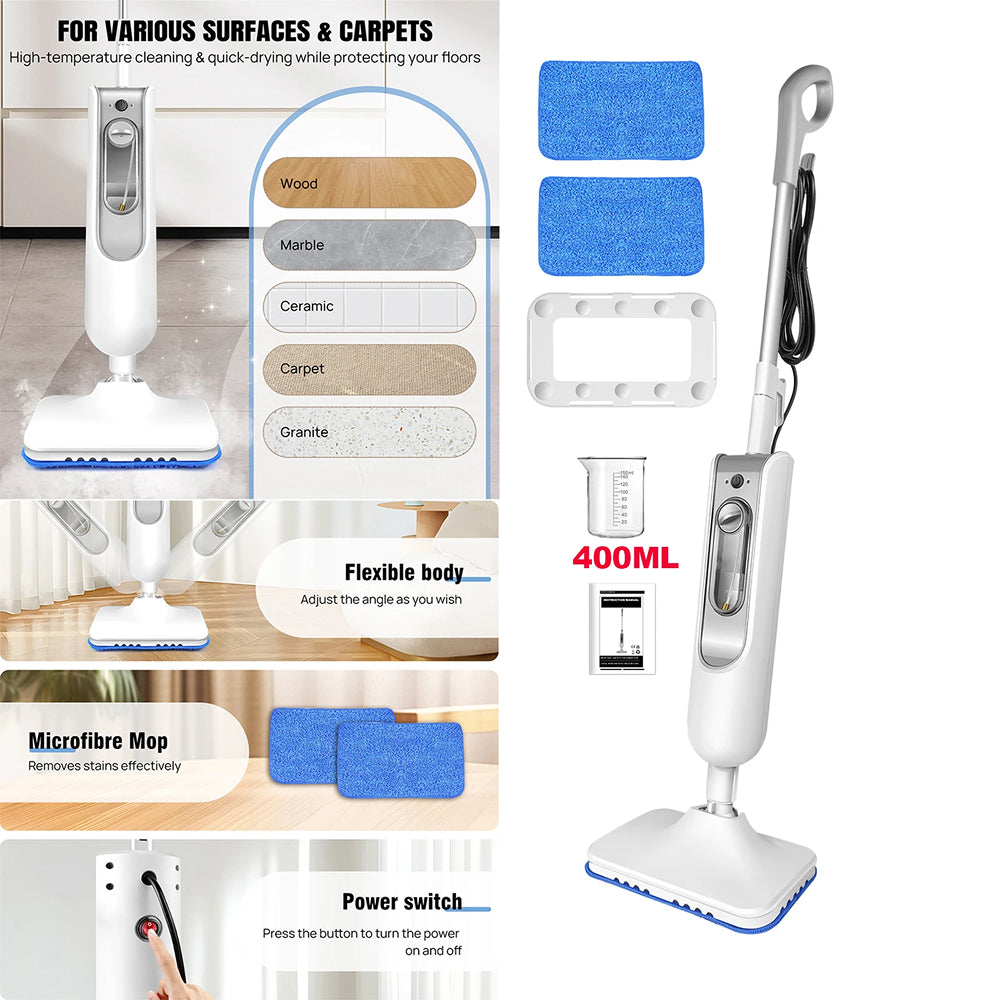 SanieVex Professional 110°C Steam Mop for Chemical-Free Deep Cleaning