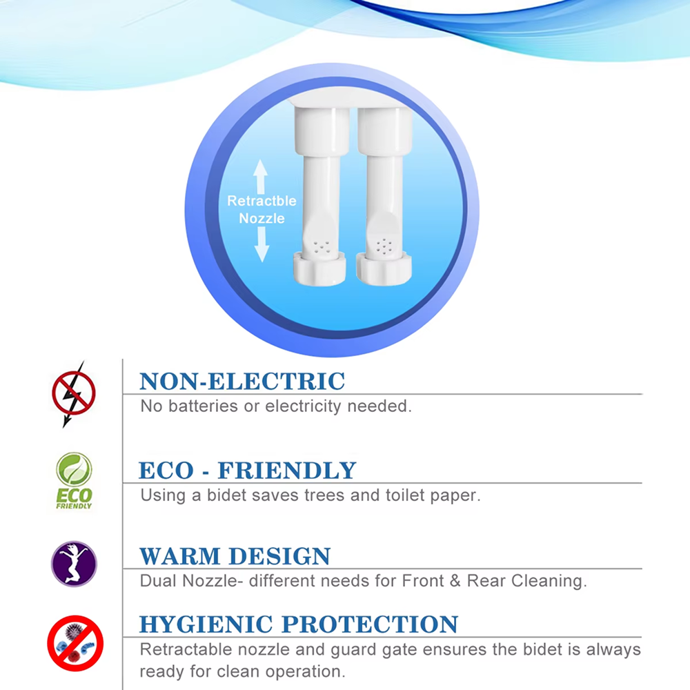 Sanizi Non-Electric Dual Nozzle Toilet Bidet Attachment UK
