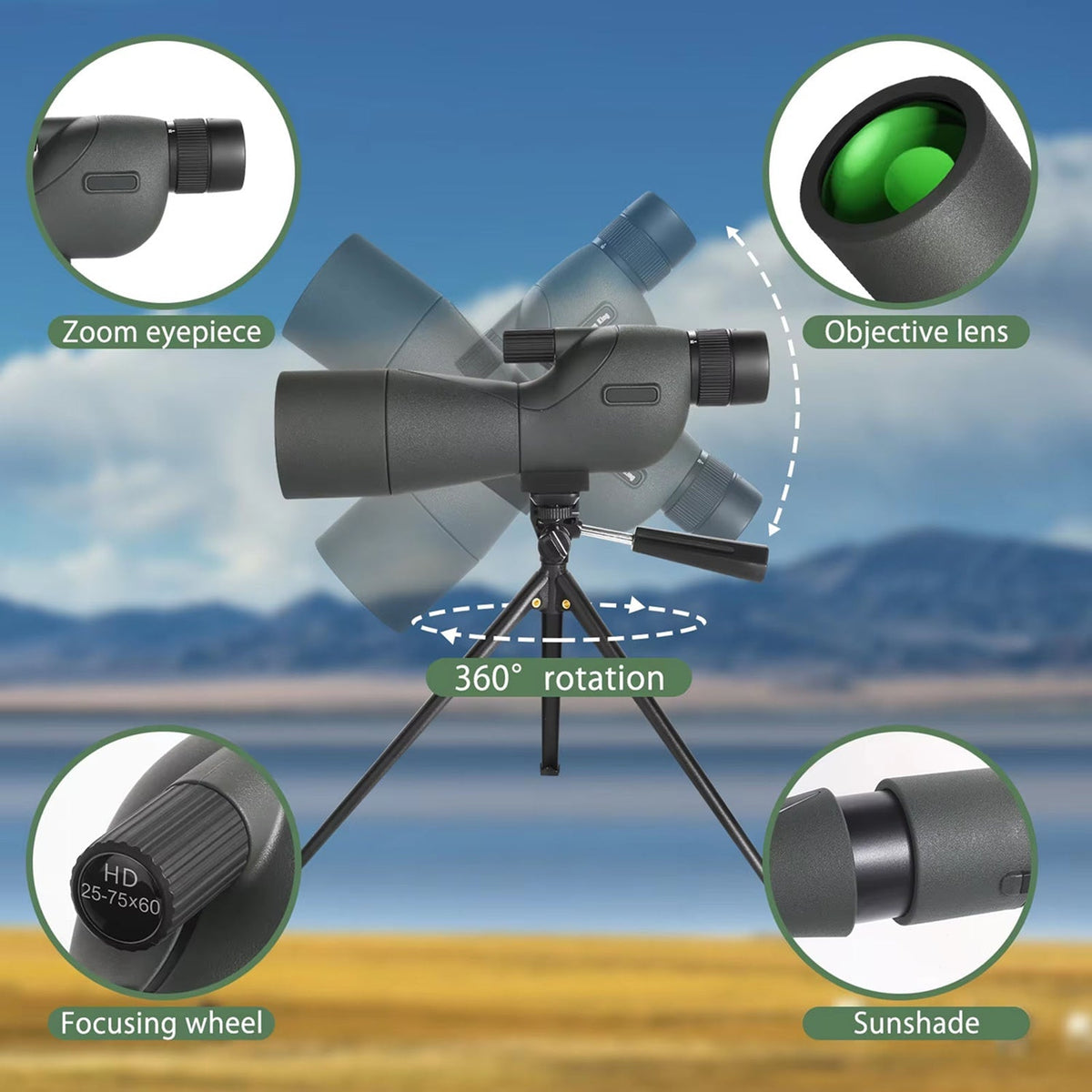 Scopisee 3 Spotting Scope 25x-75x 60mm FMC Optics Kit
