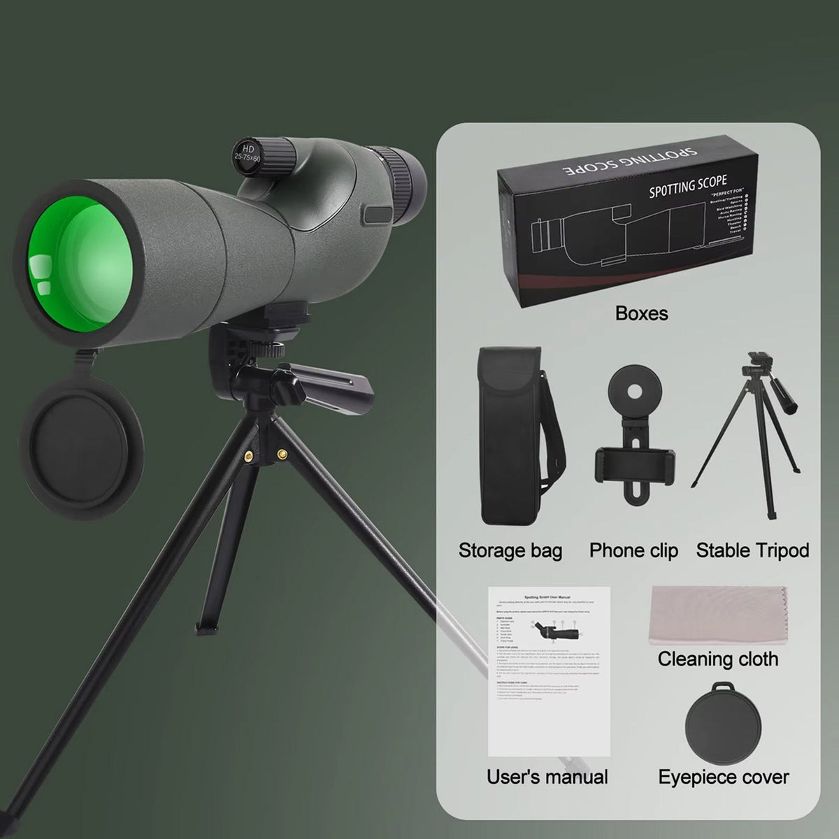 Scopisee 3 Spotting Scope 25x-75x 60mm FMC Optics Kit