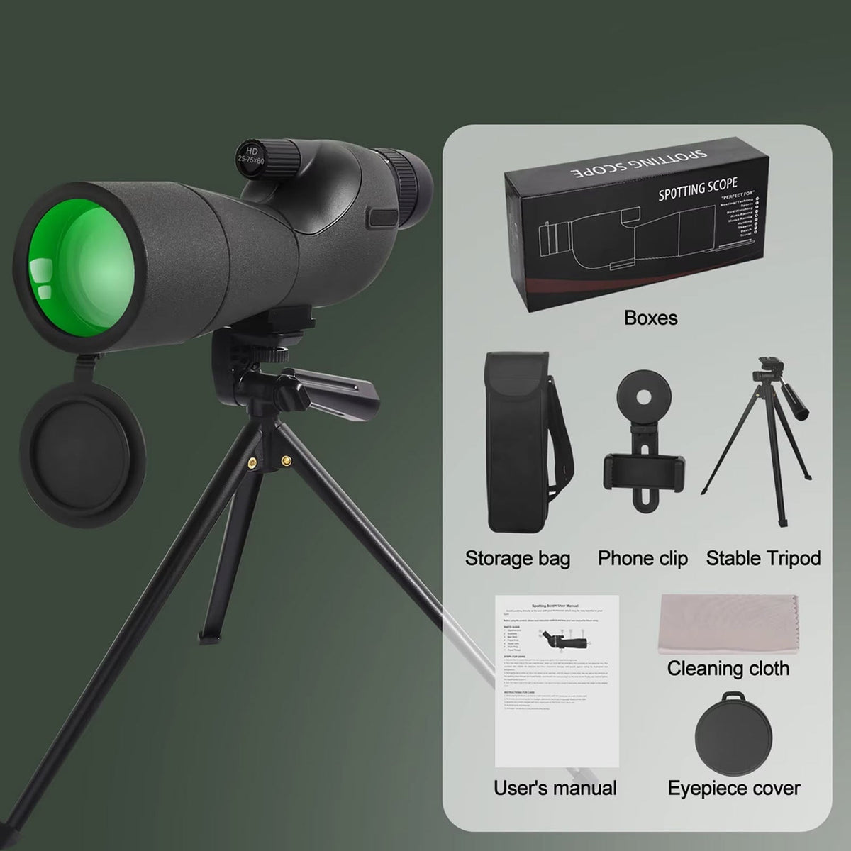 Scopisee 3 Spotting Scope 25x-75x 60mm FMC Optics Kit