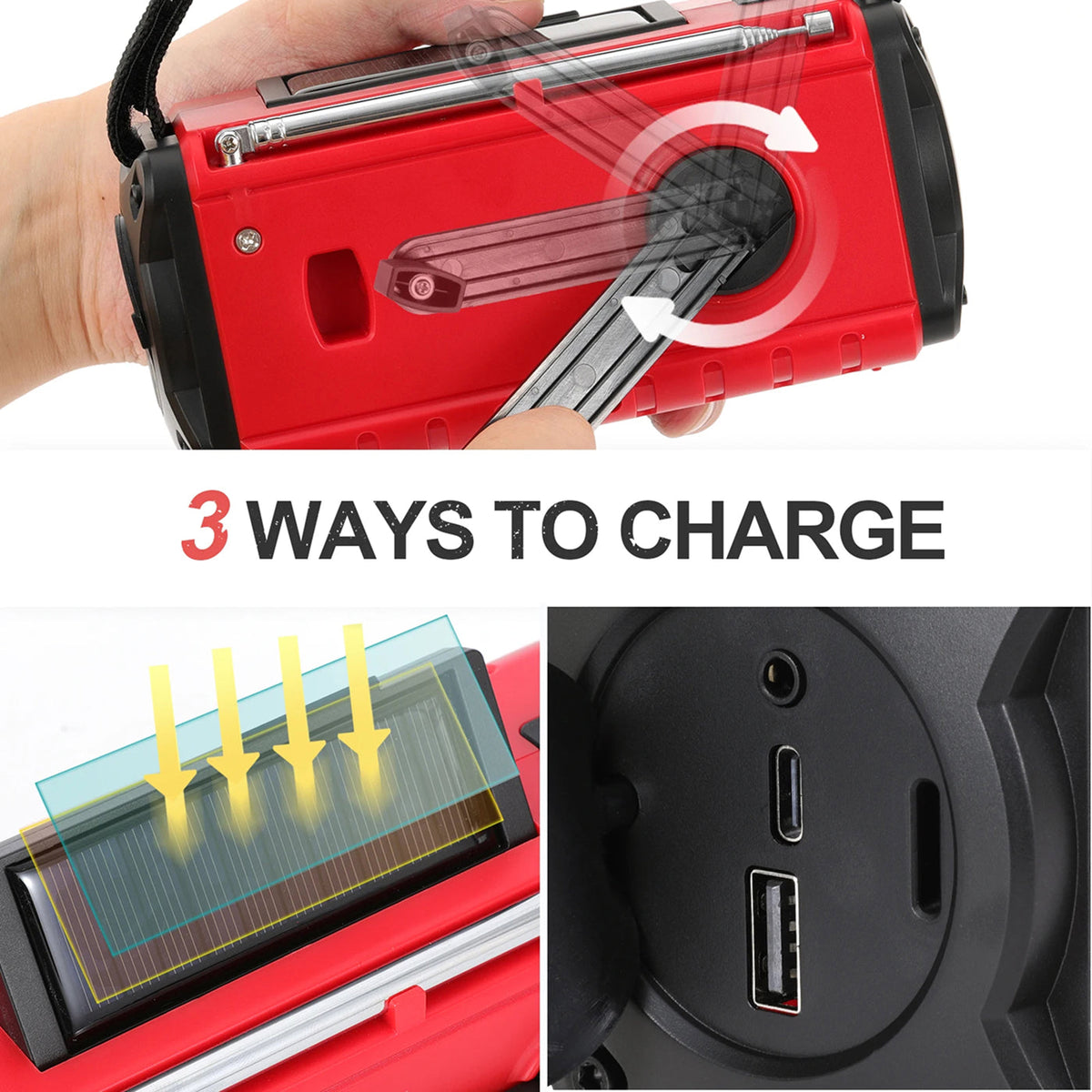 SolTuniex Solar Crank Emergency Radio 10000mAh