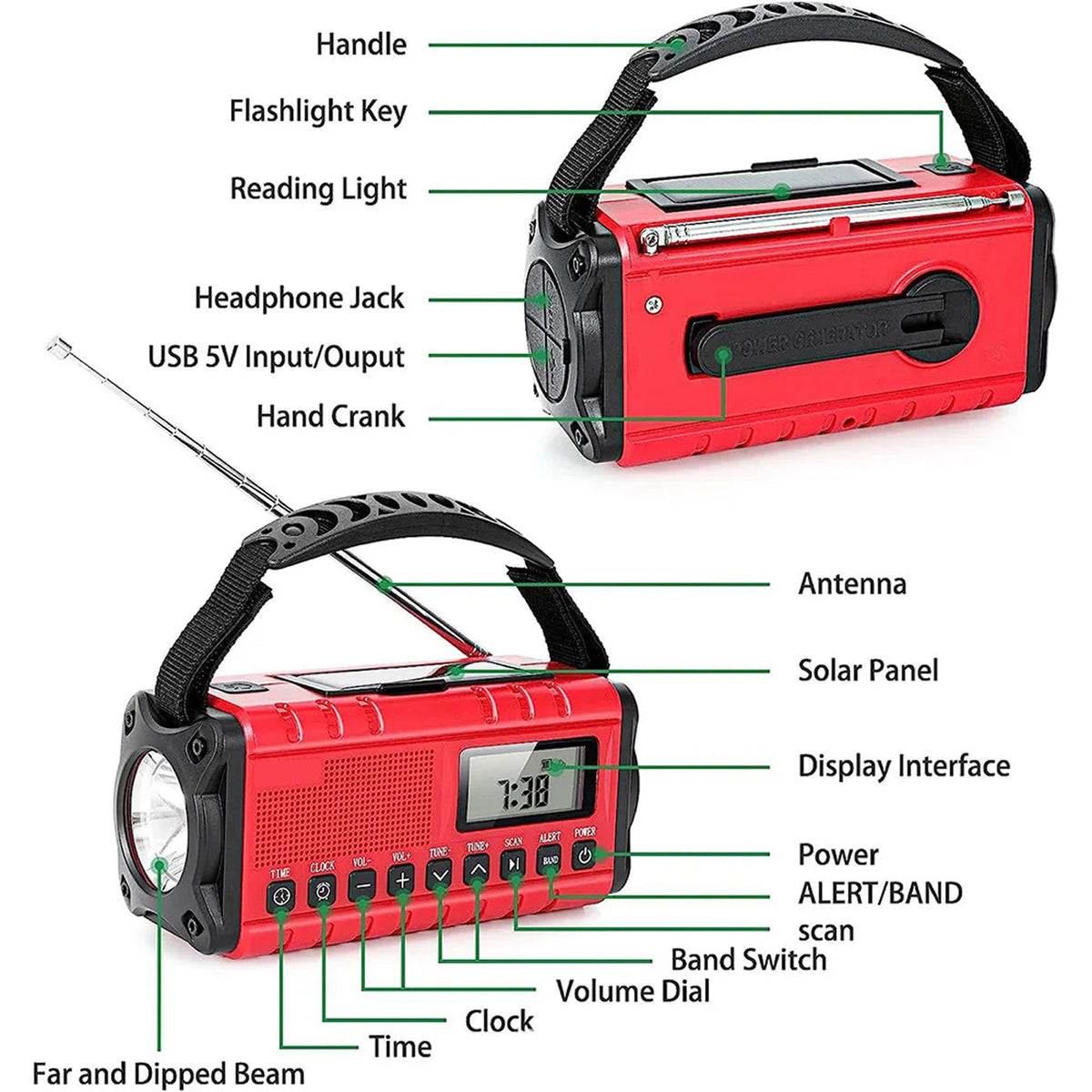 SolTuniex Solar Crank Emergency Radio 10000mAh
