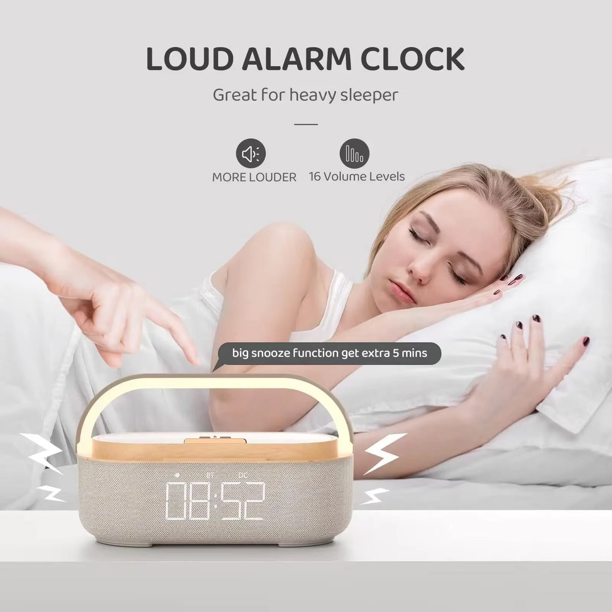 SonivoR 6-in-1 Bluetooth Speaker Alarm Clock Wireless Charging Pad