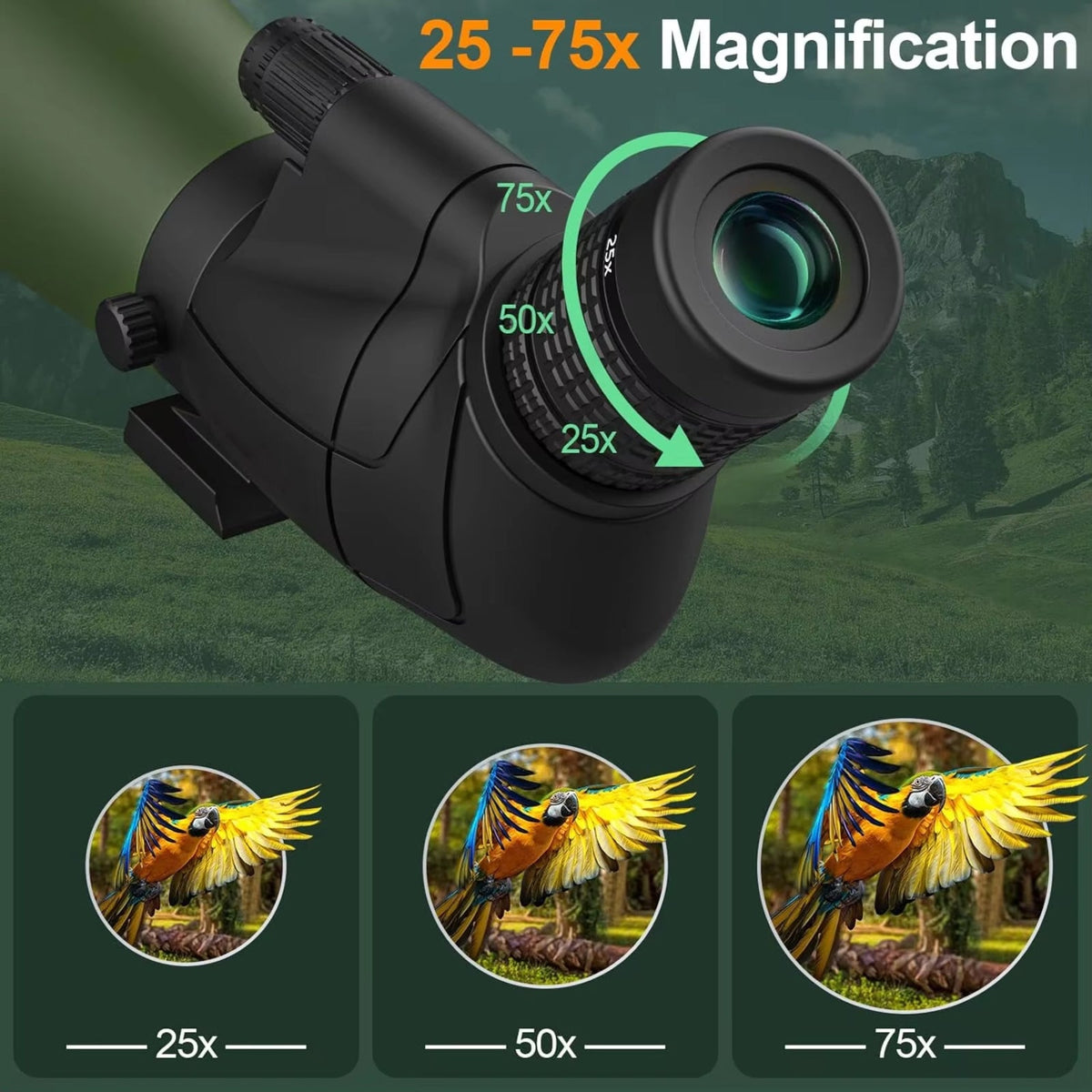Spektella 25-75x Spotting Scope | BAK4 Optics & Phone Adapter