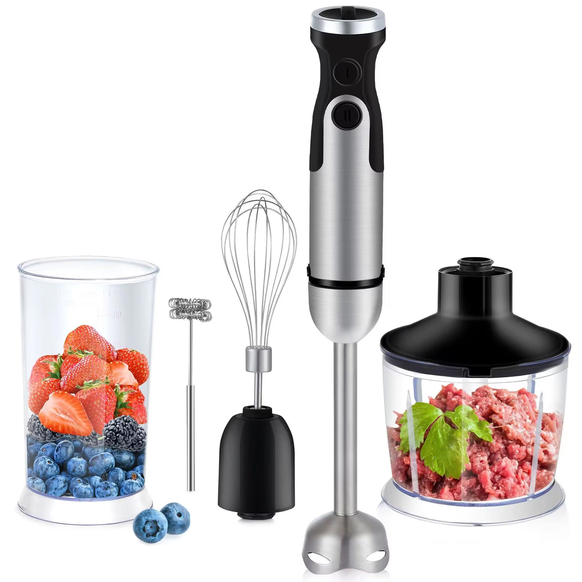 SpinyChef 1200W Hand Immersion Blender 4-in-1 Set
