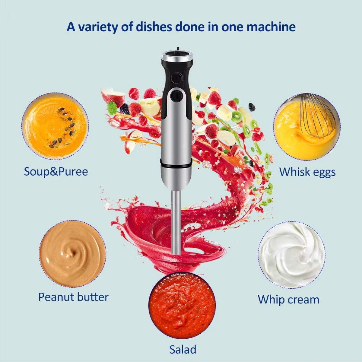 SpinyChef 1200W Hand Immersion Blender 4-in-1 Set
