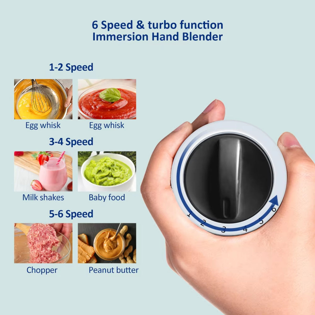 SpinyChef 1200W Hand Immersion Blender 4-in-1 Set