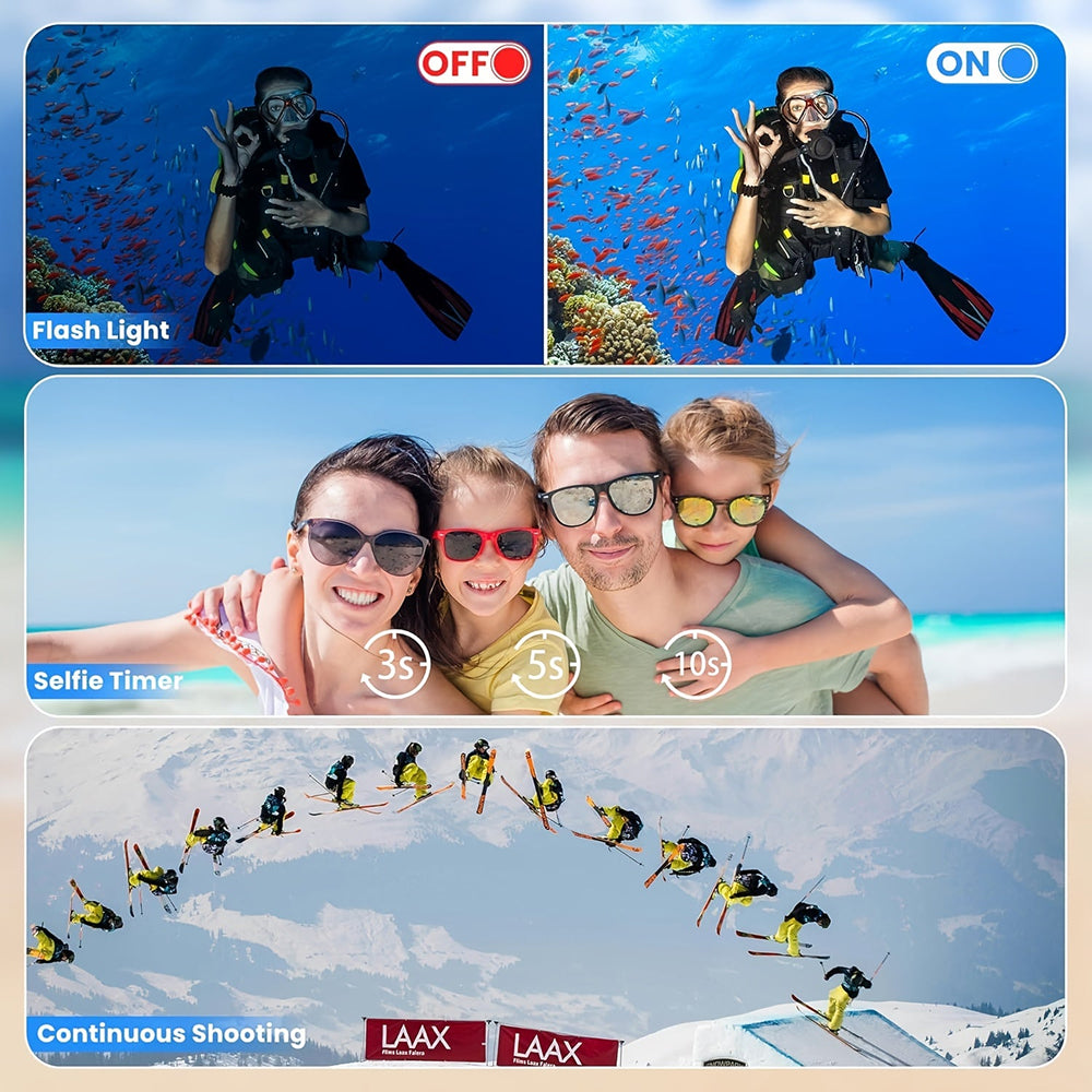 SubCamex Waterproof Underwater Camera with Dual Selfie Screen