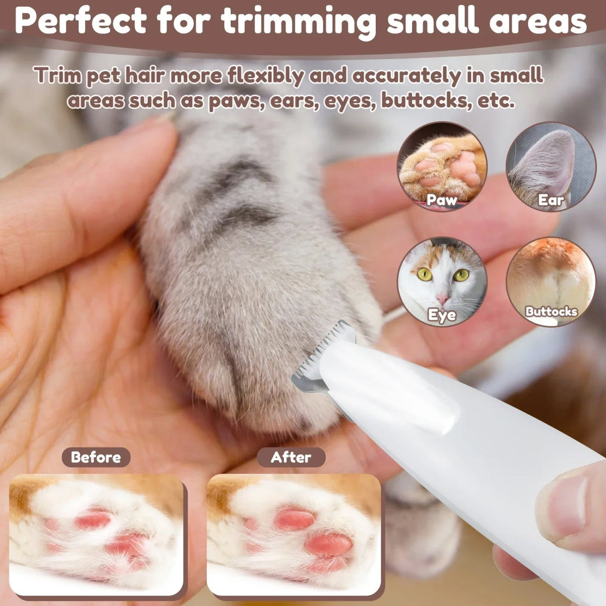 Tailseew Ultra-Quiet Electric Pet Nail Trimmer with LED Spotlight