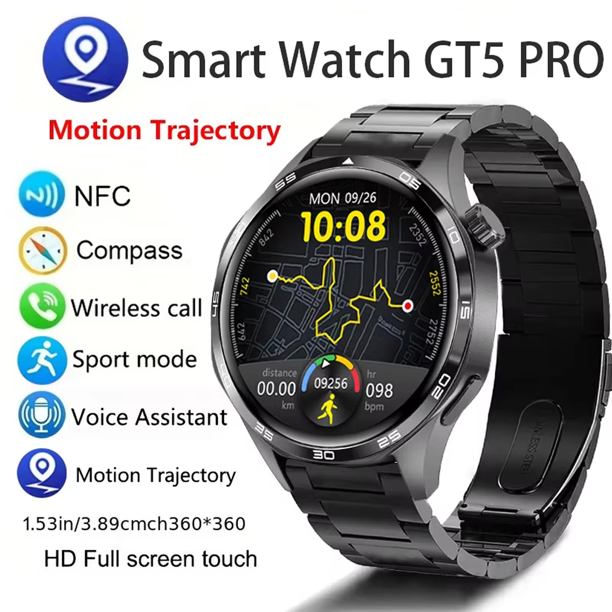 TempoJolie Rugged GPS Hiking Smartwatch with Offline Maps