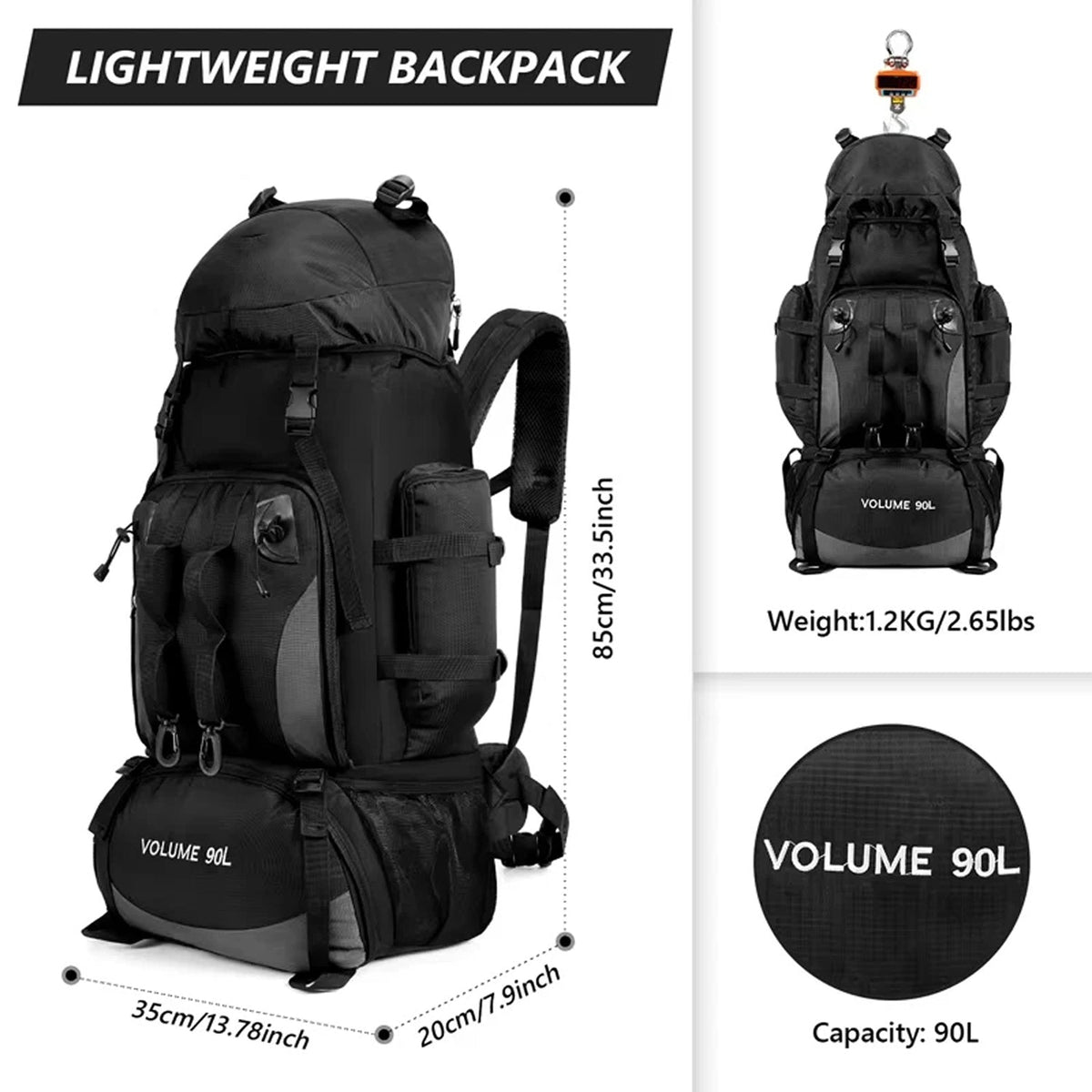 TrekPaxxi 90L Professional Expedition Hiking Backpack
