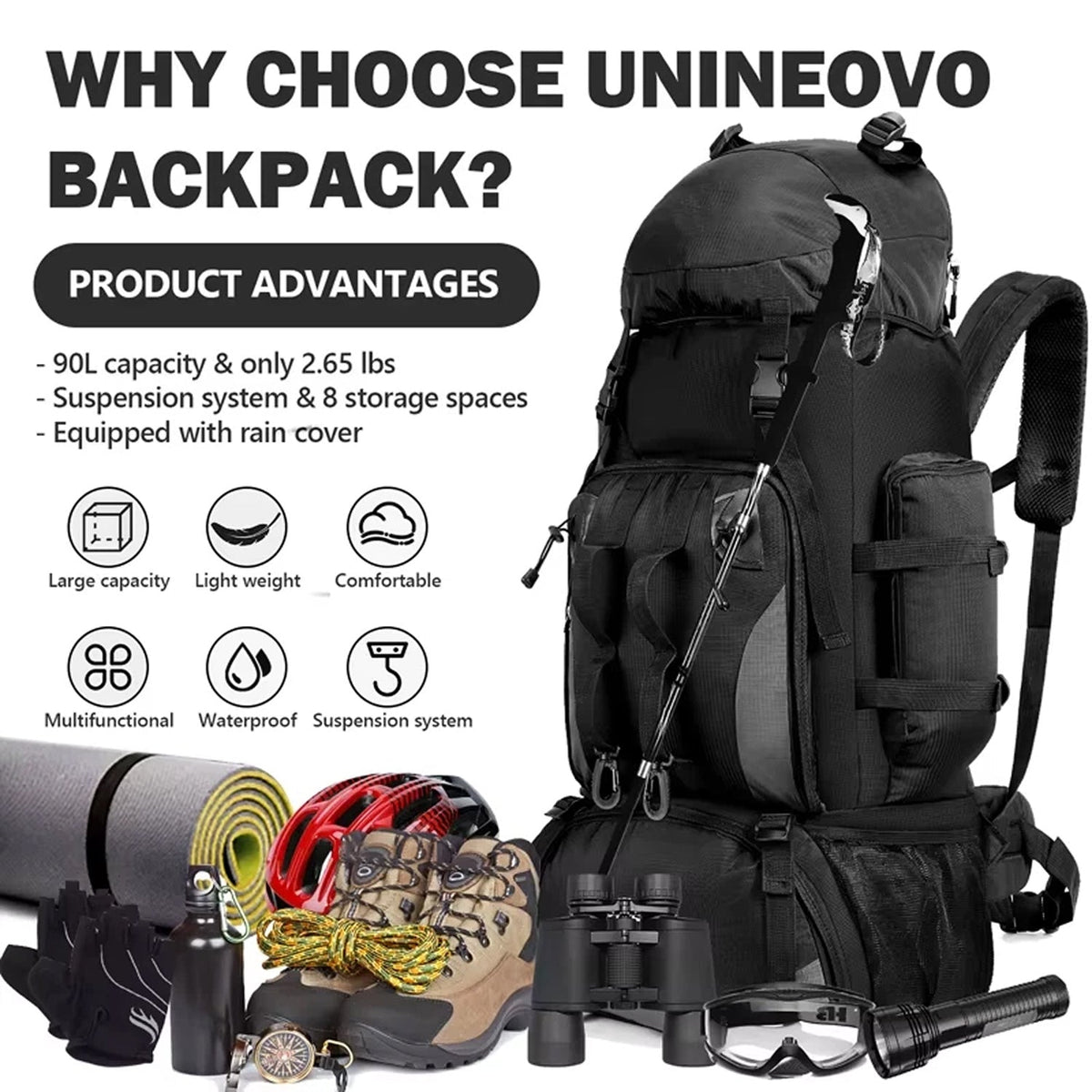 TrekPaxxi 90L Professional Expedition Hiking Backpack