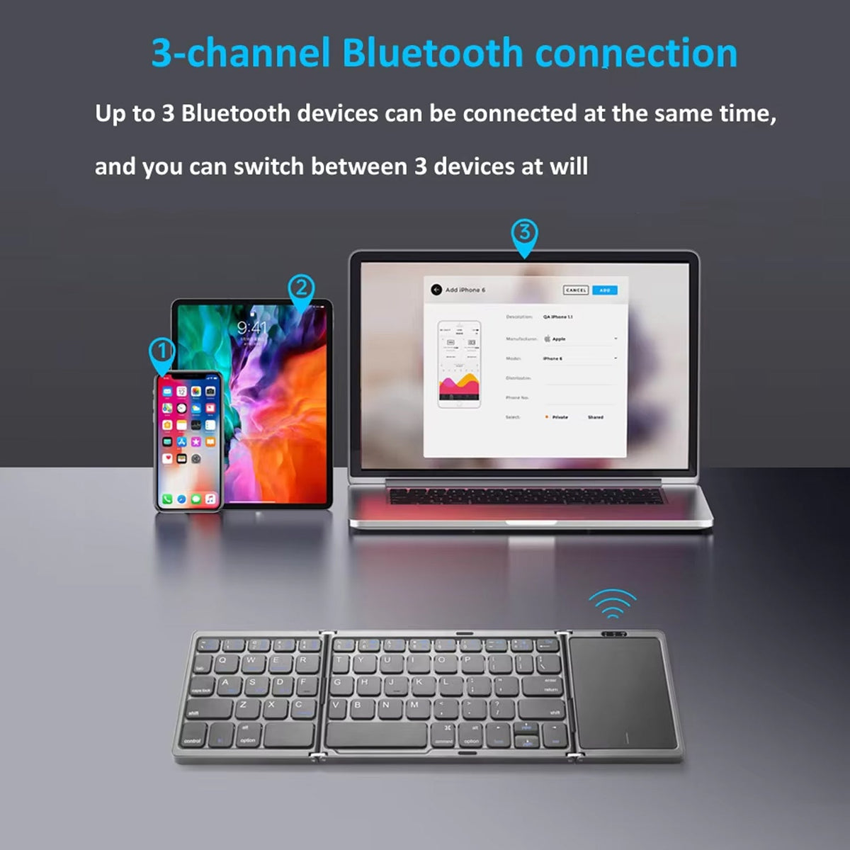 Typzyfol Portable Foldable Bluetooth Keyboard with Touchpad