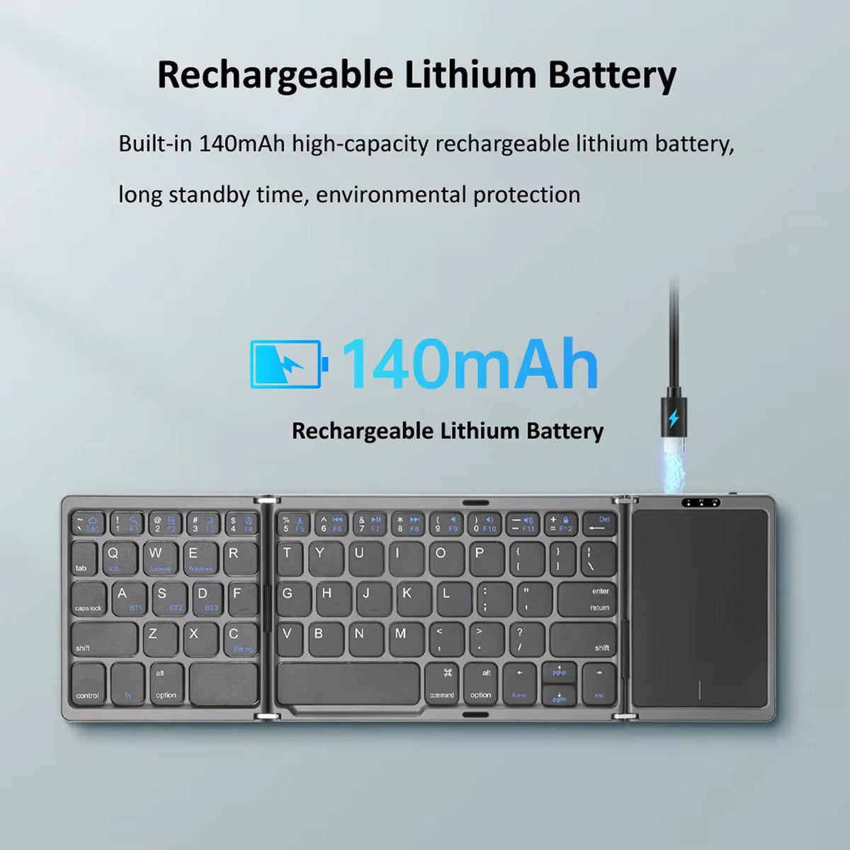 Typzyfol Portable Foldable Bluetooth Keyboard with Touchpad