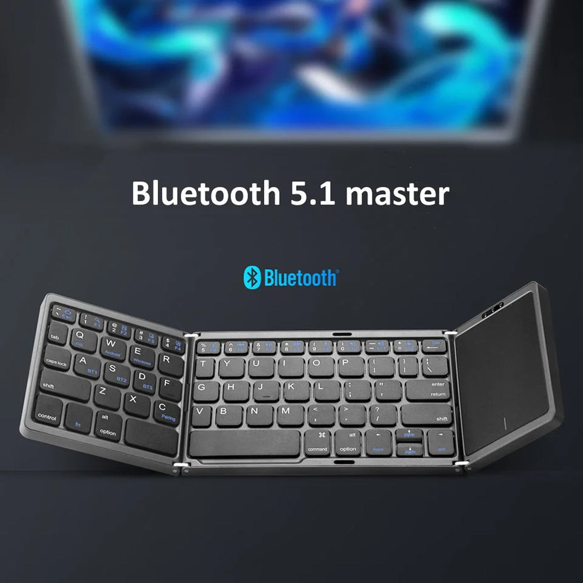 Typzyfol Portable Foldable Bluetooth Keyboard with Touchpad