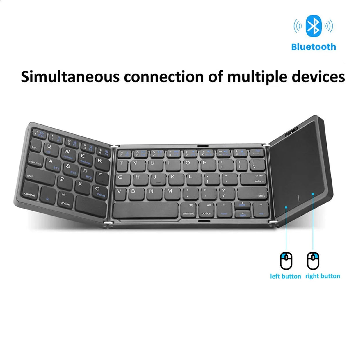 Typzyfol Portable Foldable Bluetooth Keyboard with Touchpad