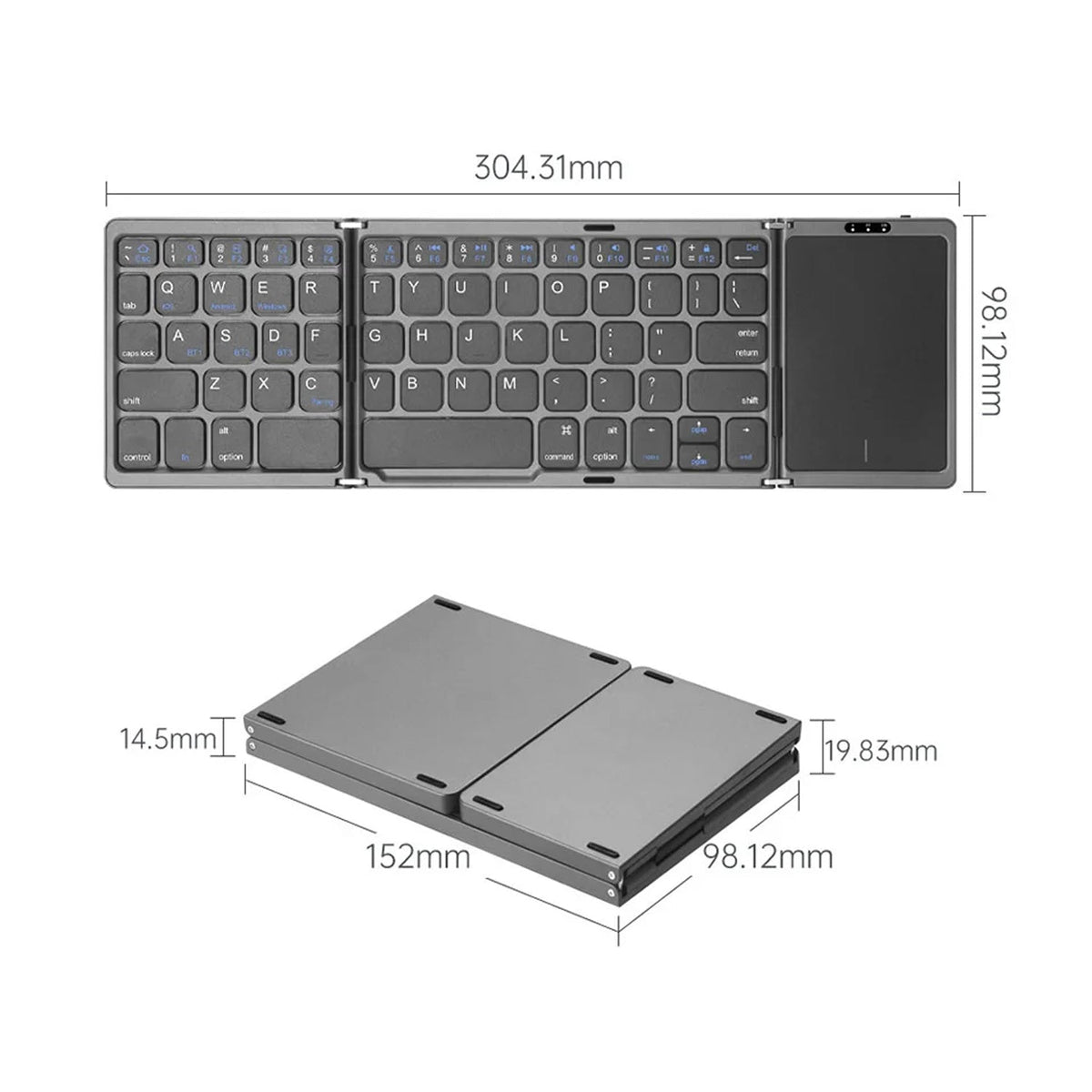 Typzyfol Portable Foldable Bluetooth Keyboard with Touchpad
