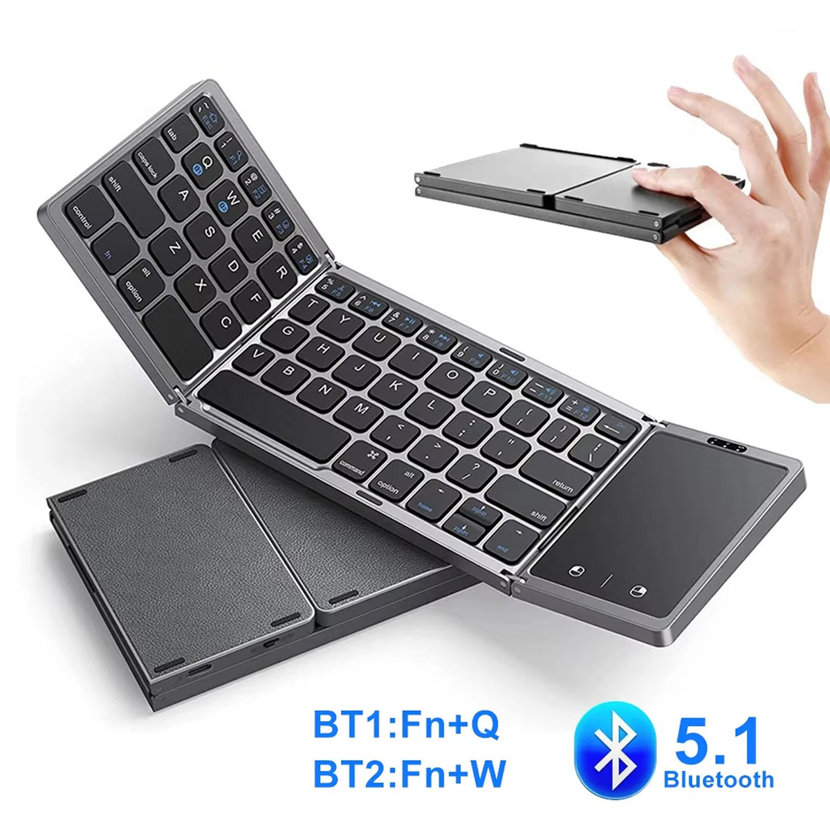 Typzyfol Portable Foldable Bluetooth Keyboard with Touchpad