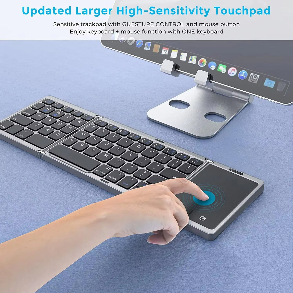 Typzyfol Portable Foldable Bluetooth Keyboard with Touchpad