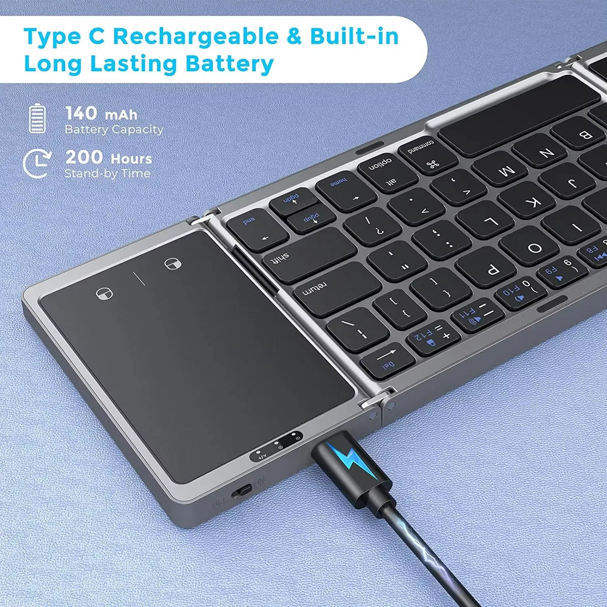 Typzyfol Portable Foldable Bluetooth Keyboard with Touchpad