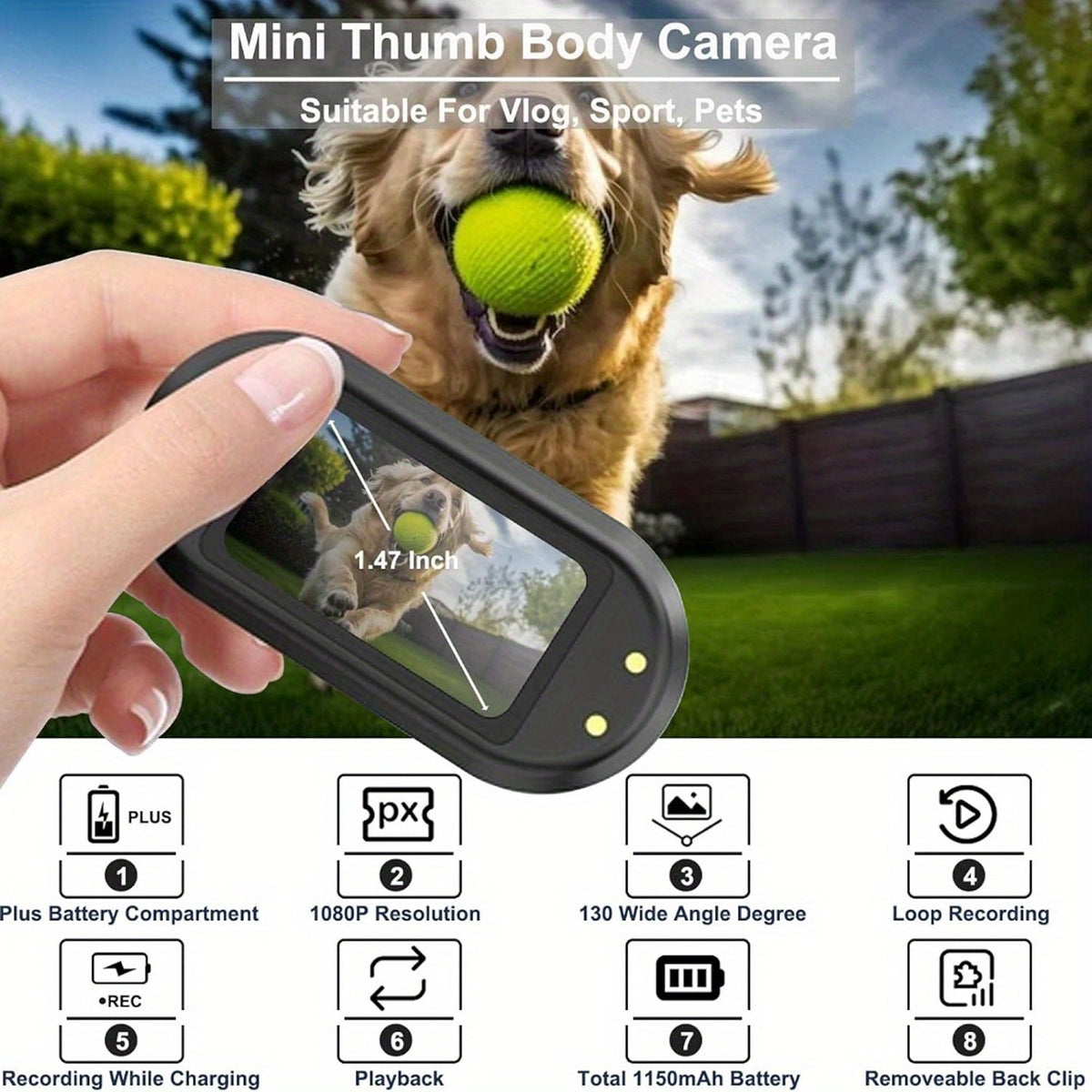UnHadycam 2.7K Ultra HD Mini Body Camera with 300 Min Battery