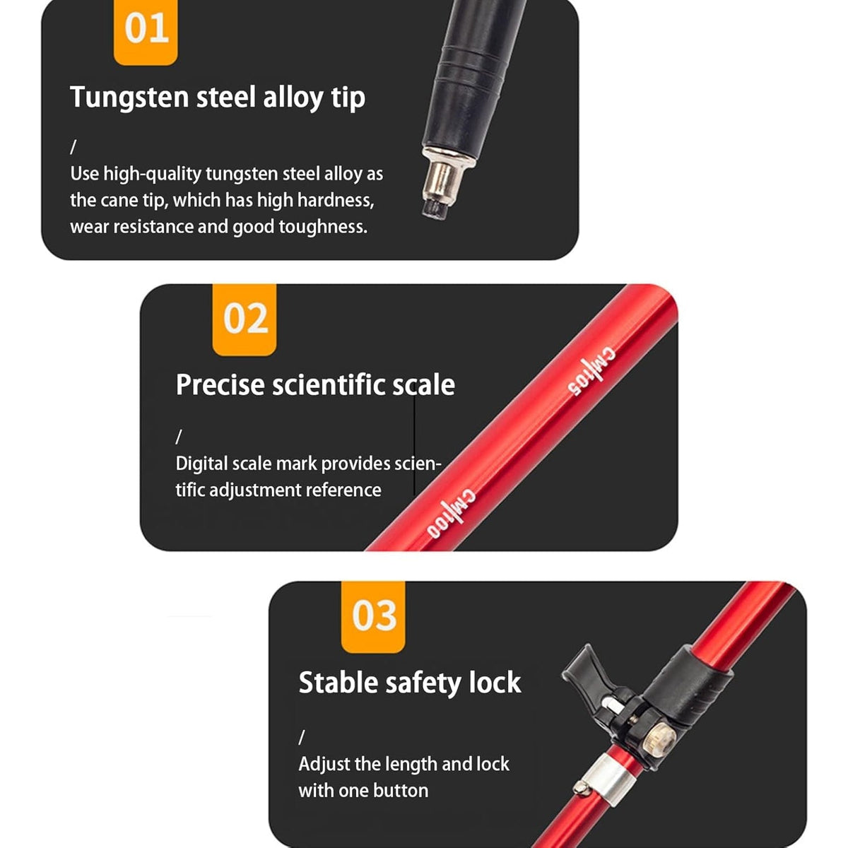 VertoTrek Lightweight Collapsible Aluminum Hiking Poles