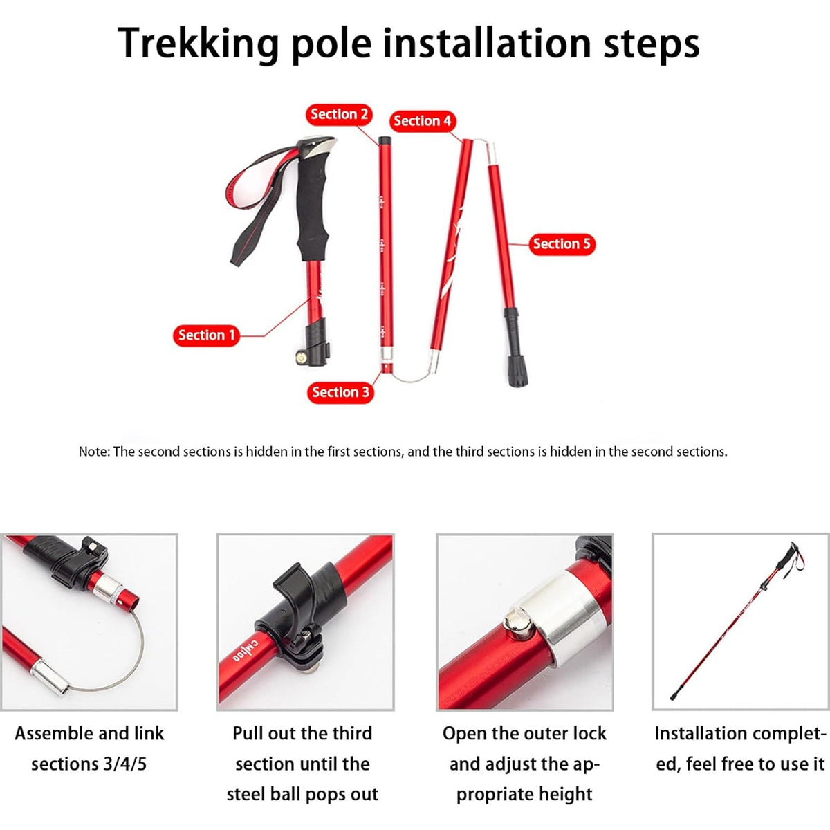 VertoTrek Lightweight Collapsible Aluminum Hiking Poles