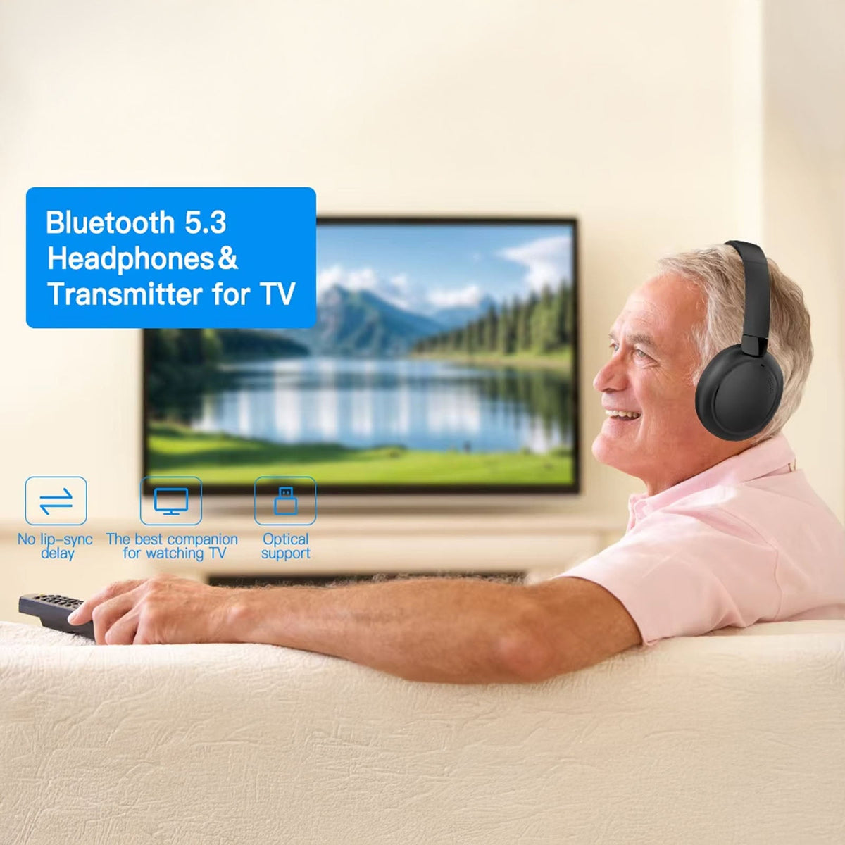 Ekofonic 2.0 Wireless TV Headphones | Long Range Noise Cancelling Audio