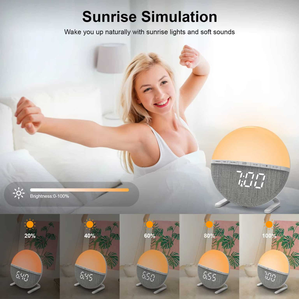 WakyTick Sunrise Simulation Alarm Clock UK