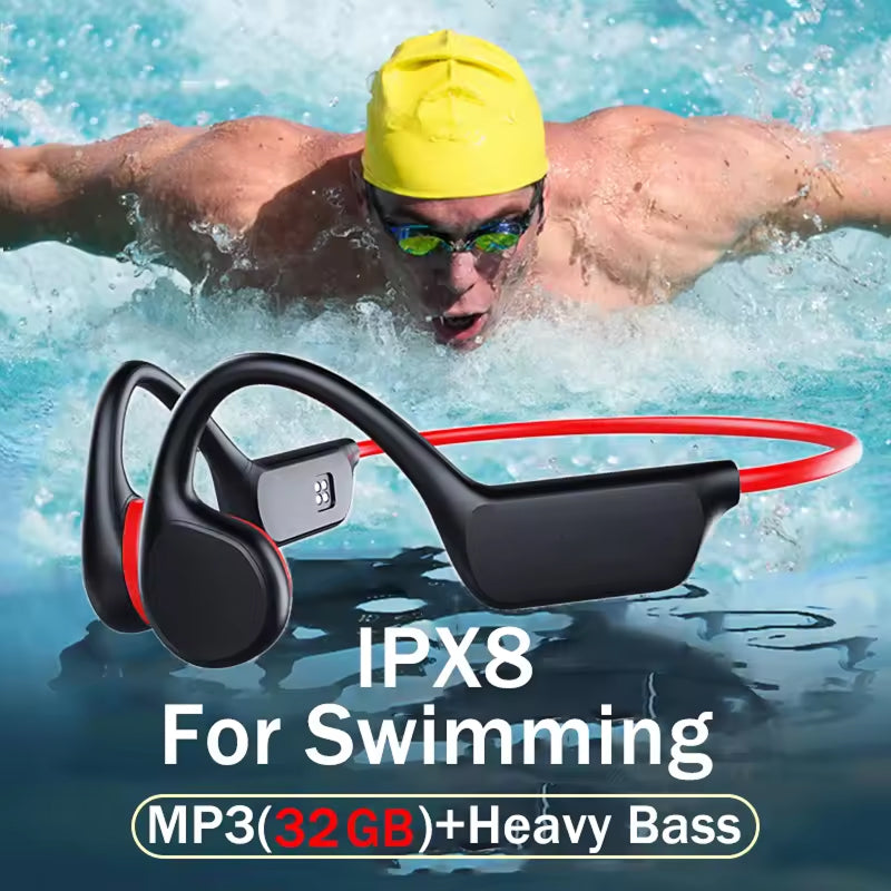 WavxBuds IPX8 Bone Conduction Swimming Earbuds with 64GB Memory