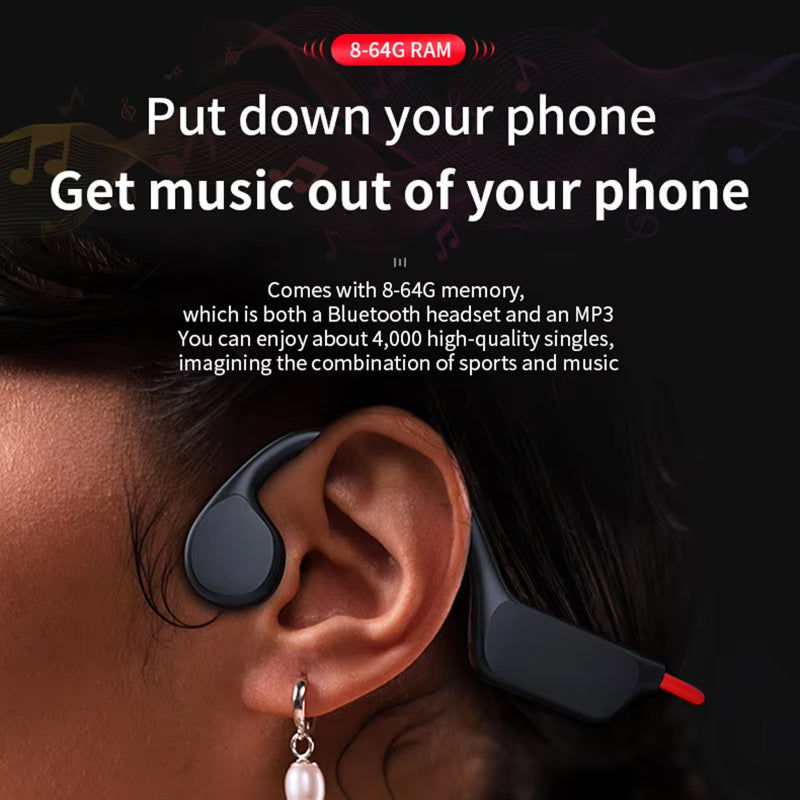 WavxBuds IPX8 Bone Conduction Swimming Earbuds with 64GB Memory