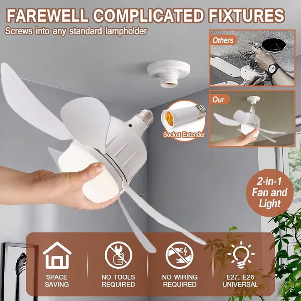 WhireeLux Screw-in Ceiling Fan and LED Light Combo
