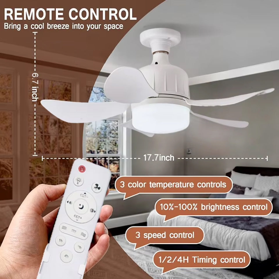 WhireeLux Screw-in Ceiling Fan and LED Light Combo
