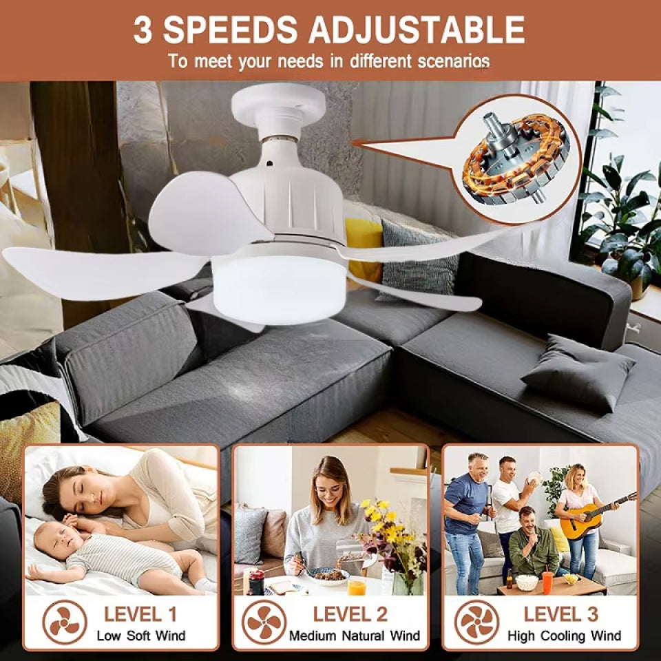 WhireeLux Screw-in Ceiling Fan and LED Light Combo