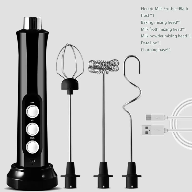 Whiskyvex 3-in-1 Rechargeable Electric Milk Frother & Whisk